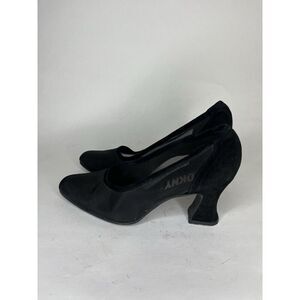 DKNY Black Textile Mesh Synthetic Dress Kitten Heels Women Sz 7.5B US/38EU
